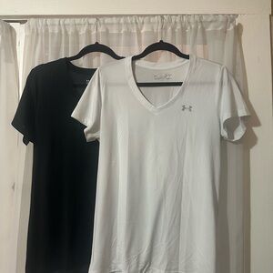 Under Armour Black and White V-Neck T-Shirts (2)